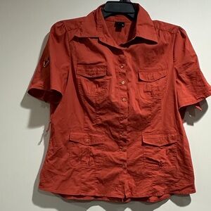 Willi Smith Women's Vibrant Orange Button-Down Shirt